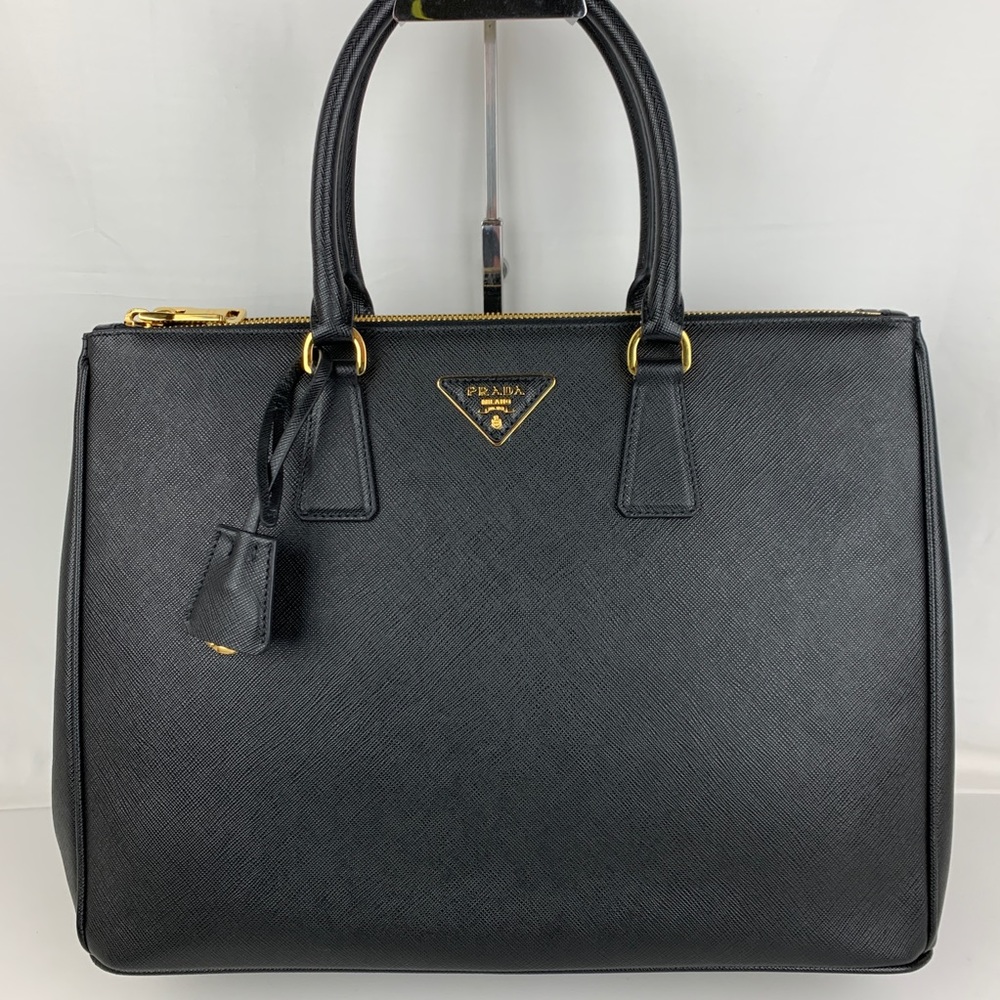 Prada Saffiano Lux Black Galleria Zip Tote